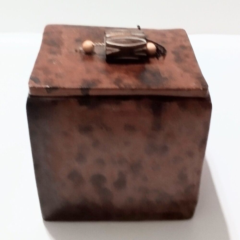Vintage Square Pottery Ceramic Lidded Trinket Box